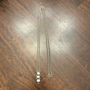 Silver and pearl drop necklace